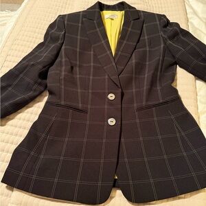 Talbots Black Checkered Blazer with Yellow Lining